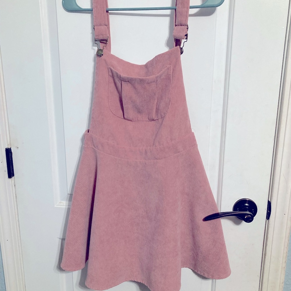 Womens corduroy overall dress, ribbed